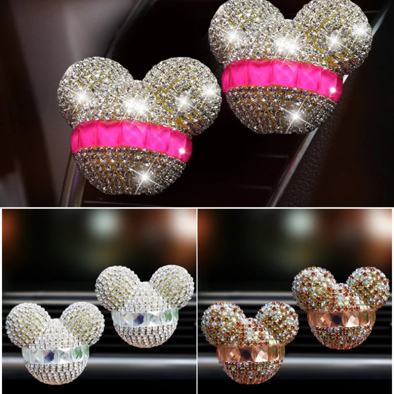 1 Pcs Cute Cartoon Car Air Fresheners Vent Clips Car Diffuser Vent Clip Rhinestone Diamond  Bling Car Accessories for Women