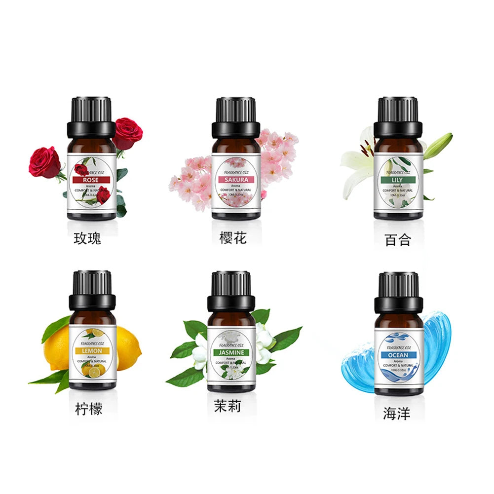 10ML Aromatherapy Essential Oil Perfume Lemon Lily Mint Jasmine Natural Plant Extraction Essential Oil Home Fragrance Products