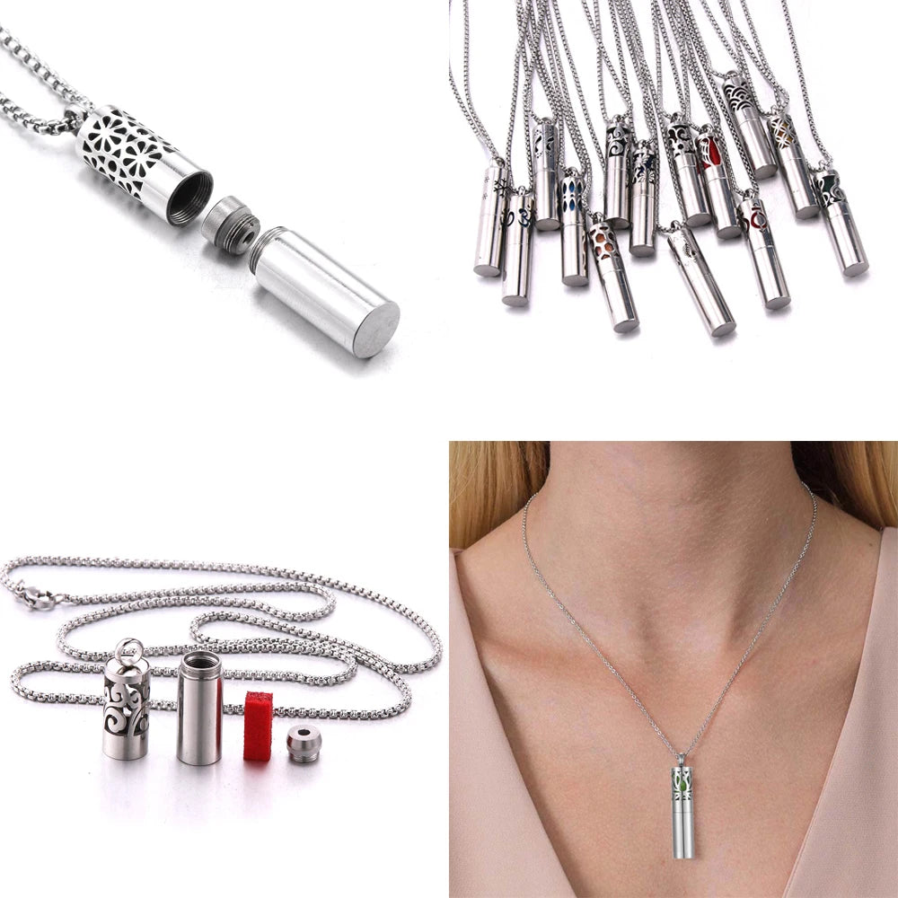 2023 New Aromatherapy Jewelry Necklaces Essential Oil Diffuser Stainless Steel Open Locket Aroma Scent Perfume Gift For Women