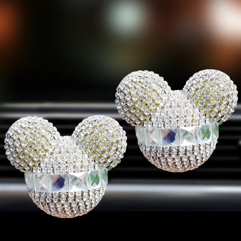 1 Pcs Cute Cartoon Car Air Fresheners Vent Clips Car Diffuser Vent Clip Rhinestone Diamond  Bling Car Accessories for Women