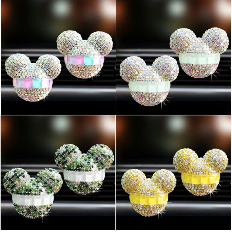 1 Pcs Cute Cartoon Car Air Fresheners Vent Clips Car Diffuser Vent Clip Rhinestone Diamond  Bling Car Accessories for Women